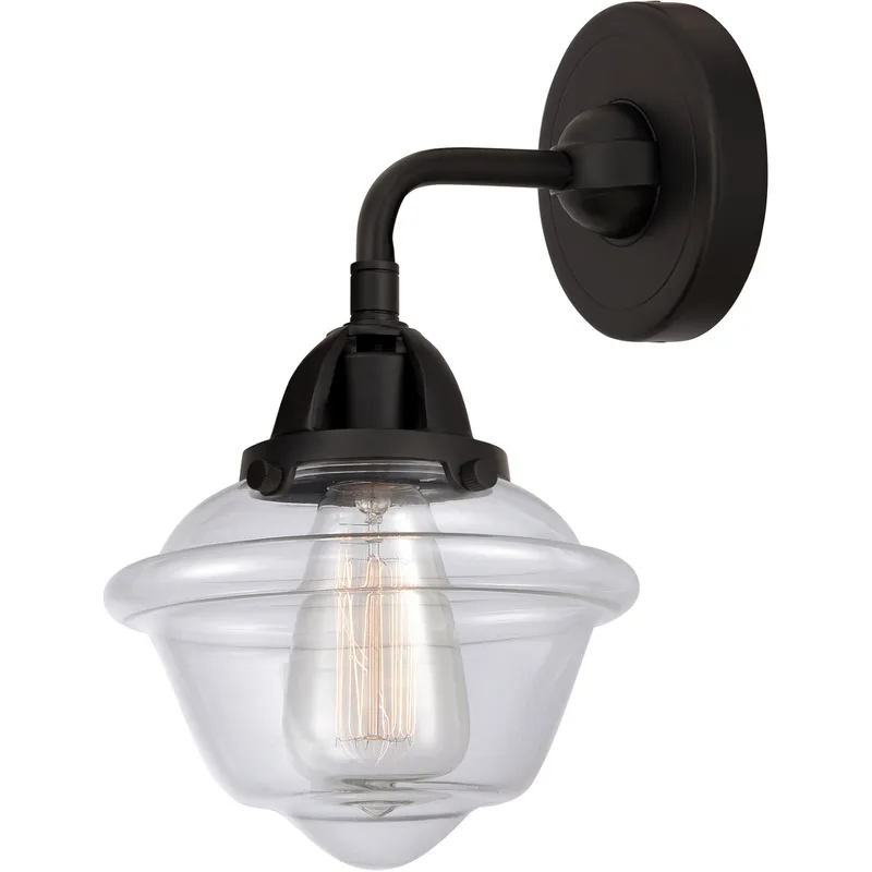 Nouveau 2 Small Oxford 1 Light 8 inch Matte Black Sconce Wall Light in Clear Glass