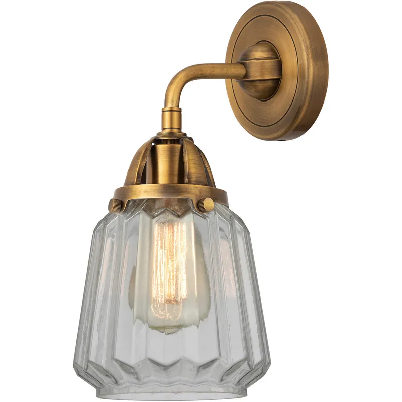 Nouveau 2 Chatham 1 Light 6 inch Brushed Brass Sconce Wall Light in Clear Glass