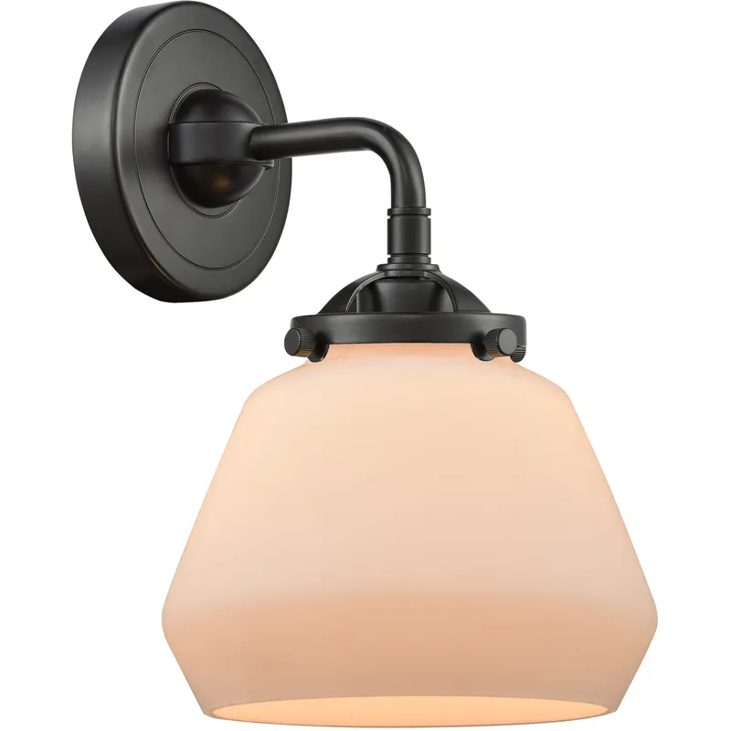 Nouveau Fulton 1 Light 7 inch Oil Rubbed Bronze Sconce Wall Light in Matte White Glass, Nouveau
