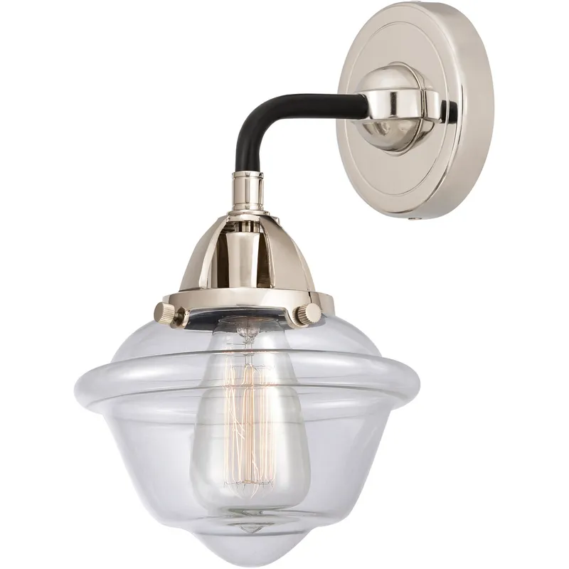 Nouveau 2 Small Oxford 1 Light 8 inch Black Polished Nickel Sconce Wall Light in Clear Glass
