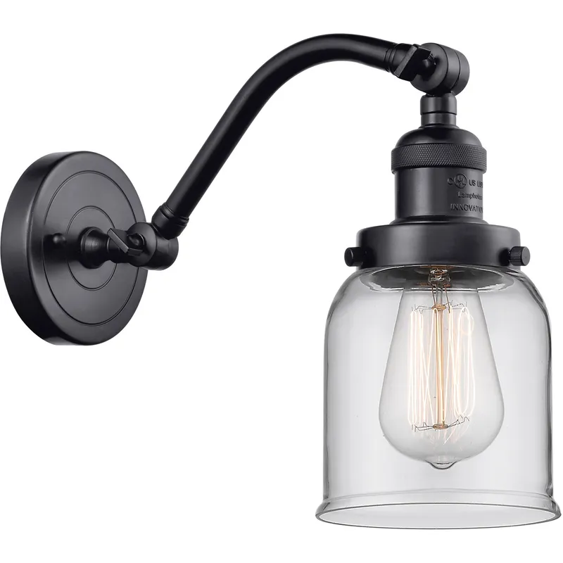 Franklin Restoration Small Bell LED 5 inch Matte Black Sconce Wall Light in Clear Glass, Franklin Restoration