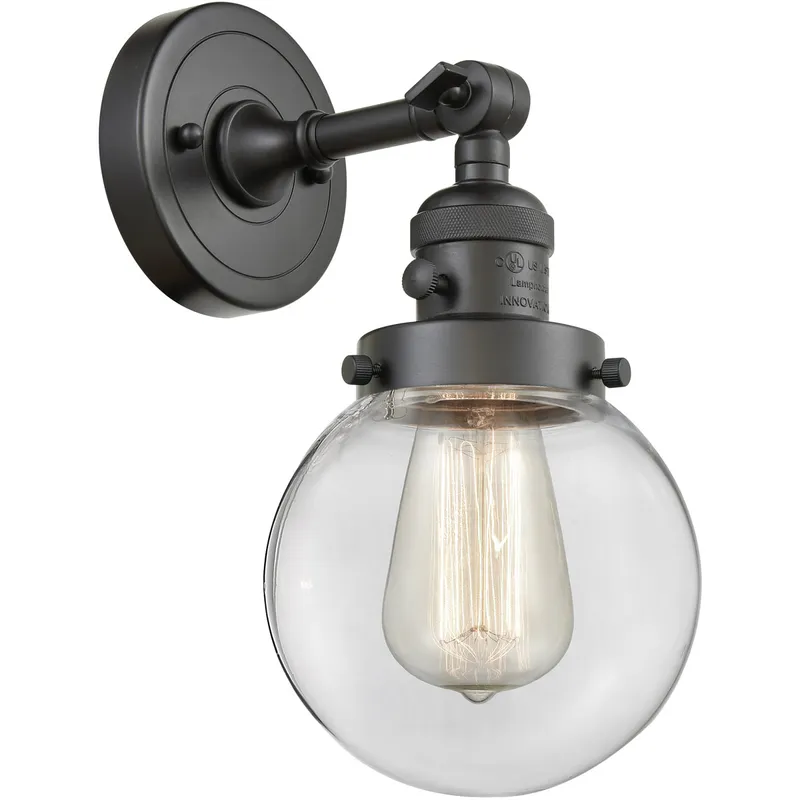 Franklin Restoration Beacon 1 Light 6 inch Oil Rubbed Bronze Sconce Wall Light in Clear Glass, Franklin Restoration
