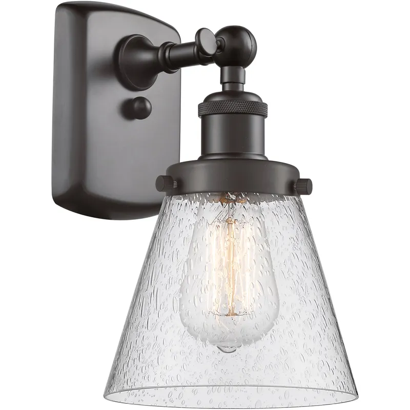 Ballston Small Cone LED 6 inch Oil Rubbed Bronze Sconce Wall Light in Seedy Glass, Ballston