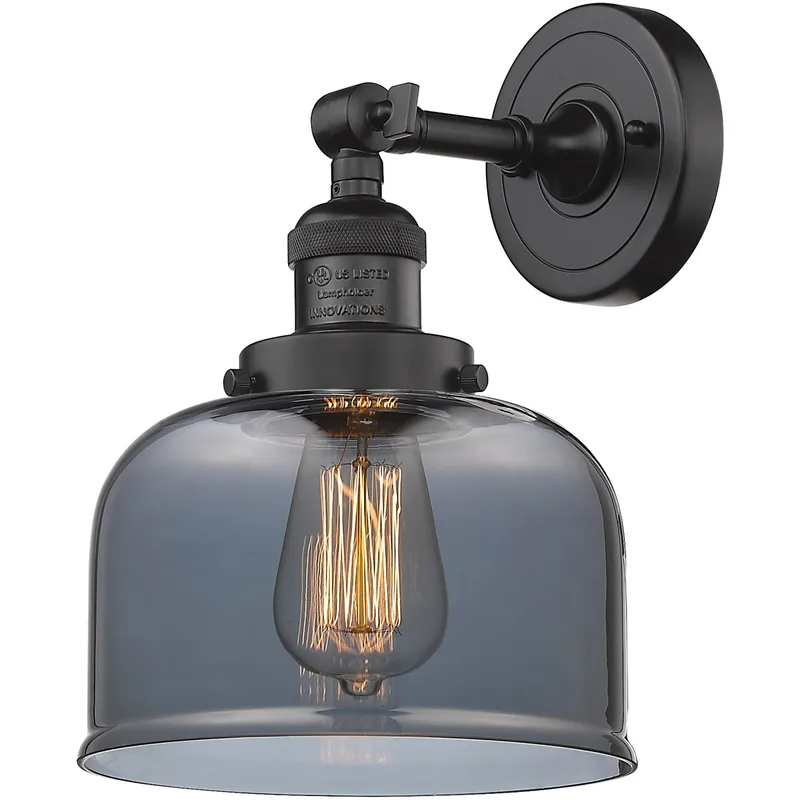 Franklin Restoration Large Bell LED 8 inch Oil Rubbed Bronze Sconce Wall Light in Plated Smoke Glass, Franklin Restoration