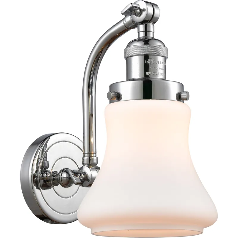 Franklin Restoration Bellmont LED 7 inch Polished Chrome Sconce Wall Light in Matte White Glass, Franklin Restoration