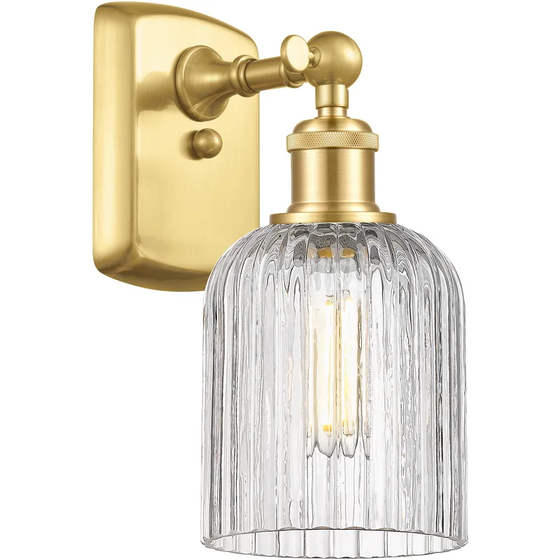 Bridal Veil Sconce Wall Light in Satin Gold, Clear