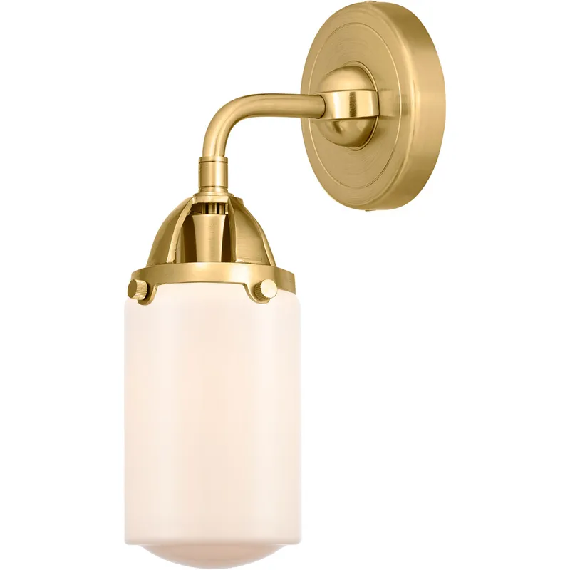 Nouveau 2 Dover 1 Light 5 inch Satin Gold Sconce Wall Light in Matte White Glass