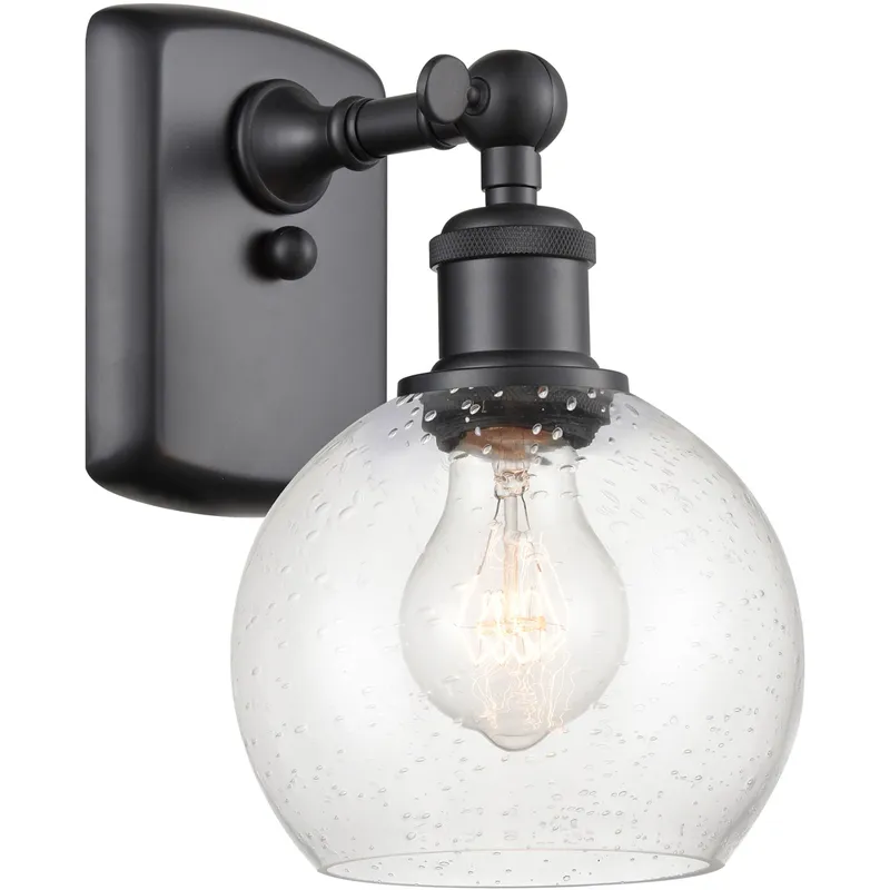 Ballston Athens LED 6 inch Matte Black Sconce Wall Light in Seedy Glass