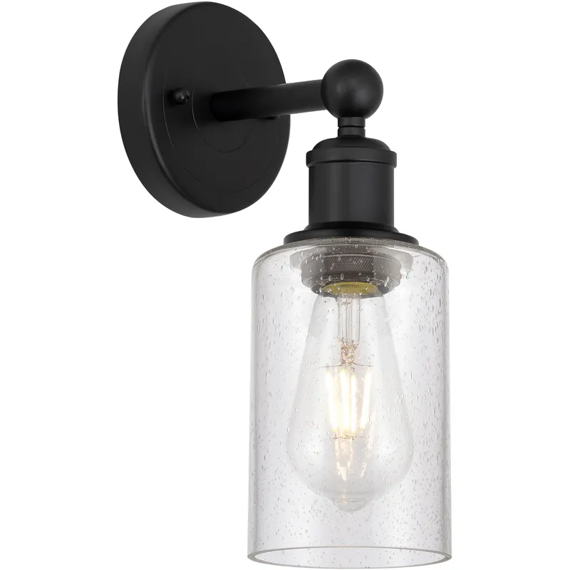 Clymer 1 Light 3.88 inch Matte Black Sconce Wall Light in Seedy Glass