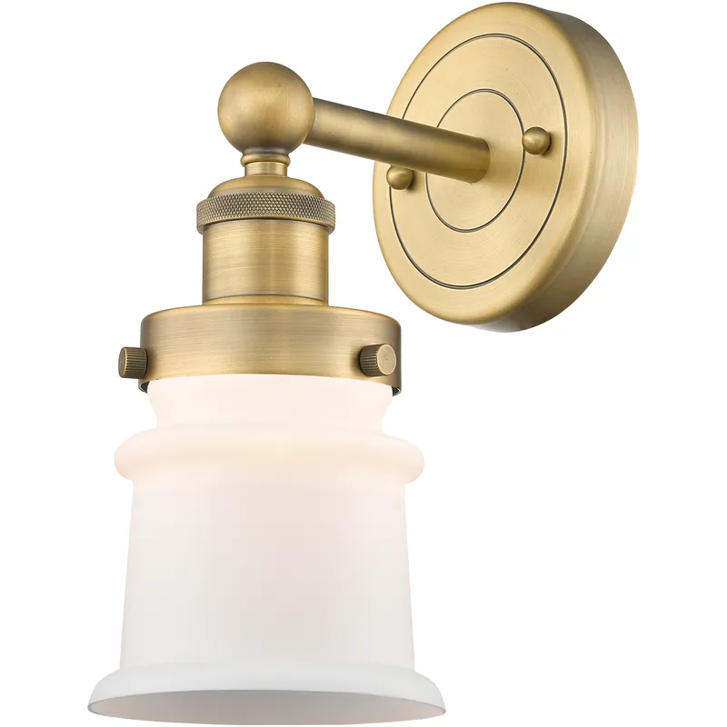 Canton Sconce Wall Light in Brushed Brass, Matte White