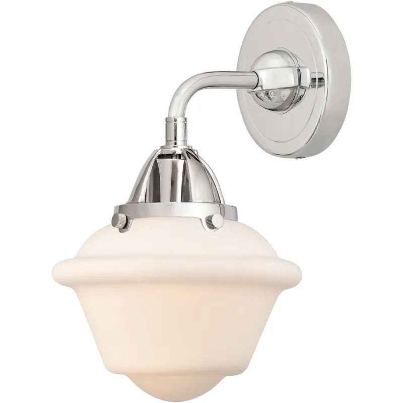 Nouveau 2 Small Oxford 1 Light 7.5 inch Polished Chrome Sconce Wall Light in Matte White Glass