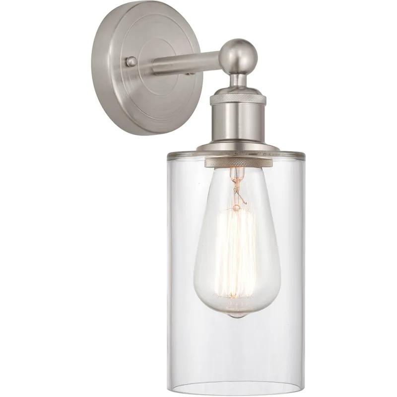 Edison Clymer 1 Light 4 inch Brushed Satin Nickel Sconce Wall Light in Clear Glass