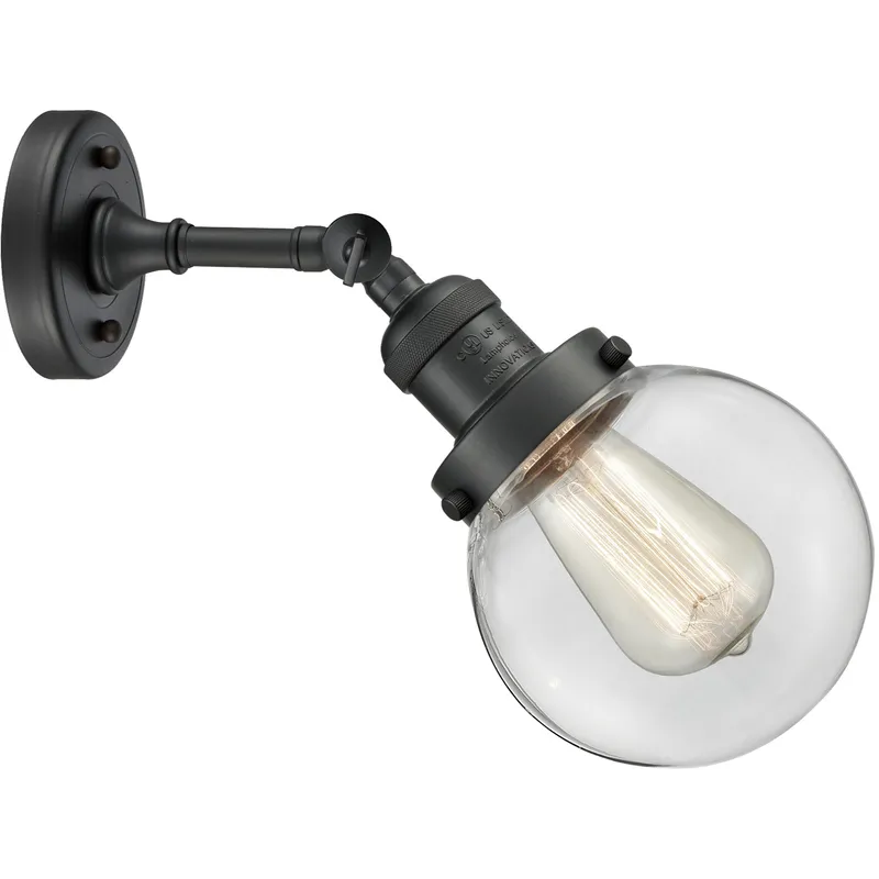 Franklin Restoration Beacon 1 Light 6 inch Matte Black Sconce Wall Light in Clear Glass, Franklin Restoration