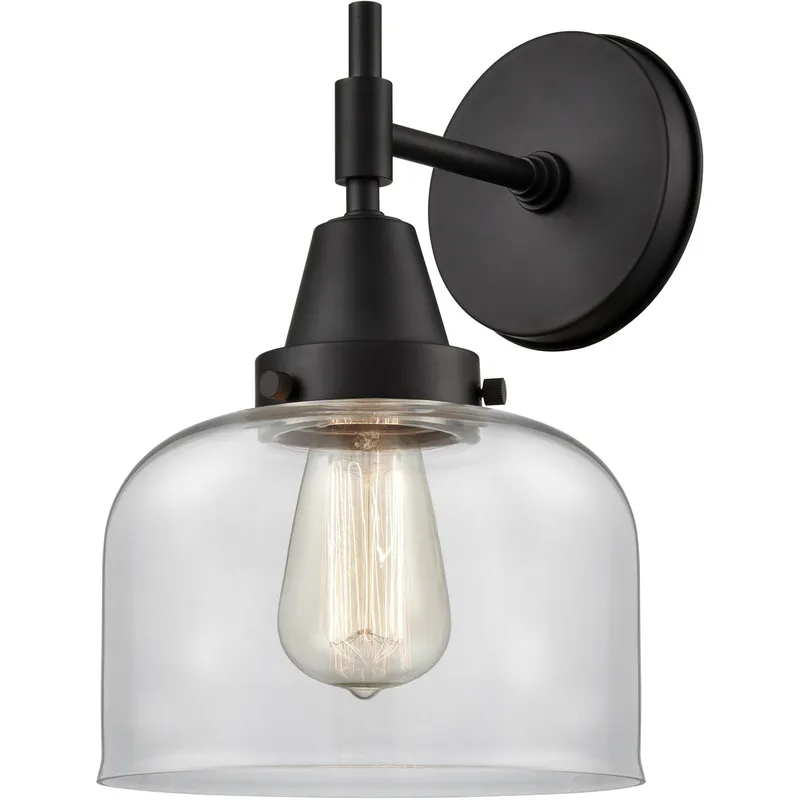 Caden LED 8 inch Matte Black Sconce Wall Light in Clear Glass