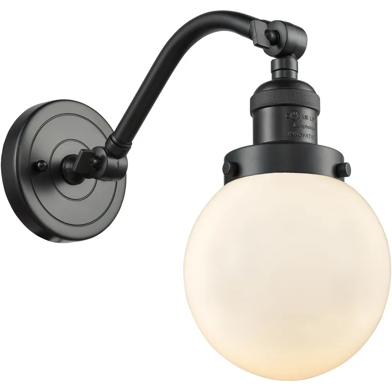 Franklin Restoration Beacon LED 6 inch Oil Rubbed Bronze Sconce Wall Light in Matte White Glass, Franklin Restoration