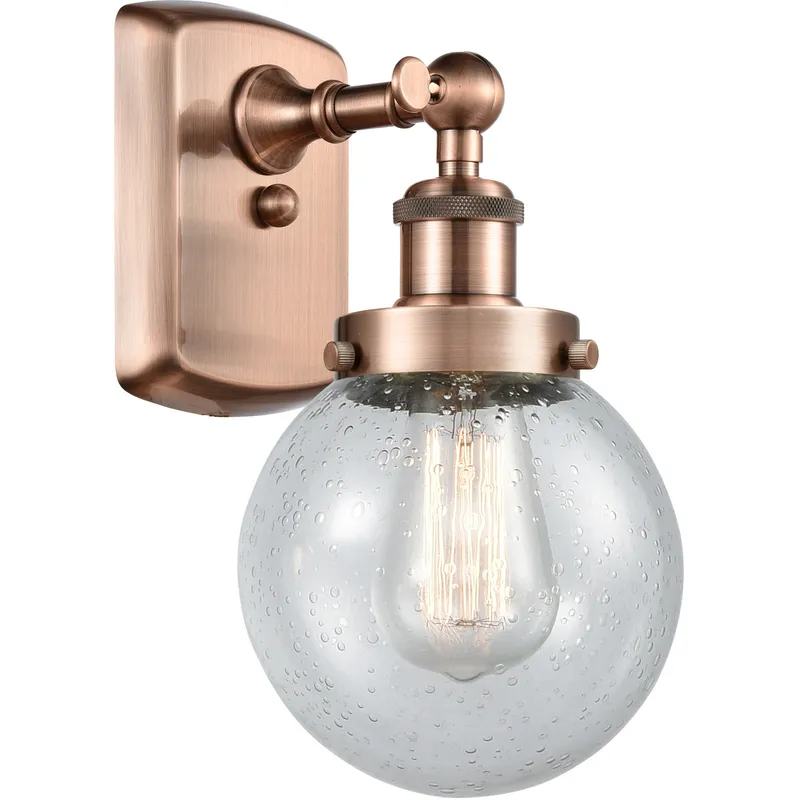 Ballston Beacon 1 Light 6 inch Antique Copper Sconce Wall Light in Seedy Glass
