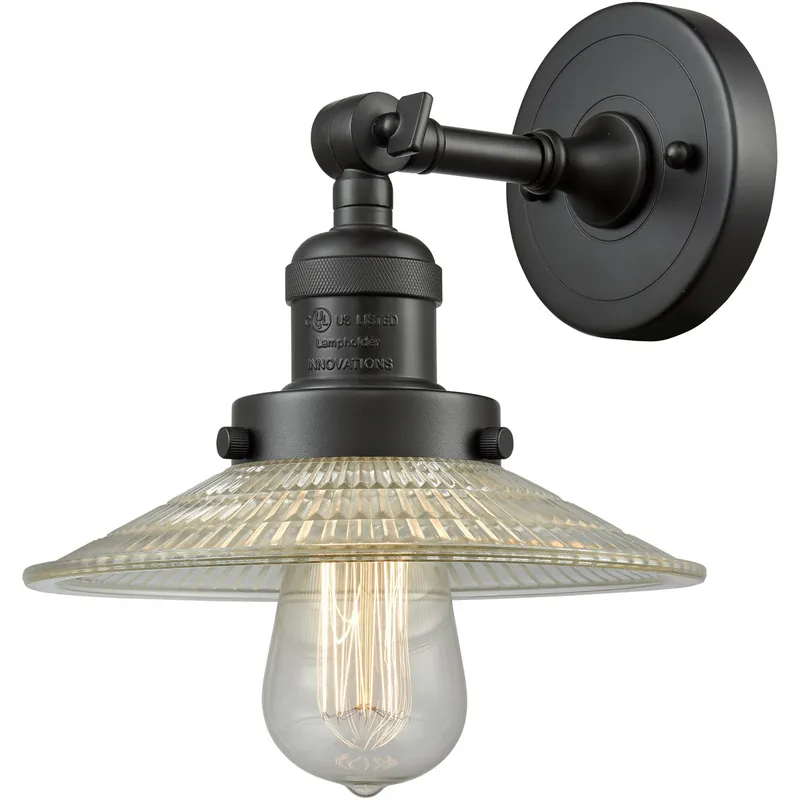 Franklin Restoration Halophane 1 Light 9 inch Oil Rubbed Bronze Sconce Wall Light in Clear Halophane Glass, Franklin Restoration