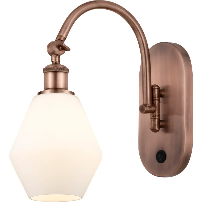 Ballston Cindyrella LED 6 inch Antique Copper Sconce Wall Light in Cased Matte White Glass