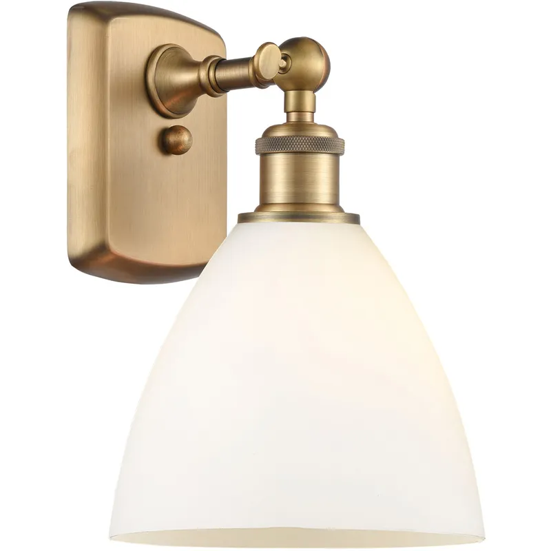 Ballston Dome LED 8 inch Brushed Brass Sconce Wall Light in Matte White Glass
