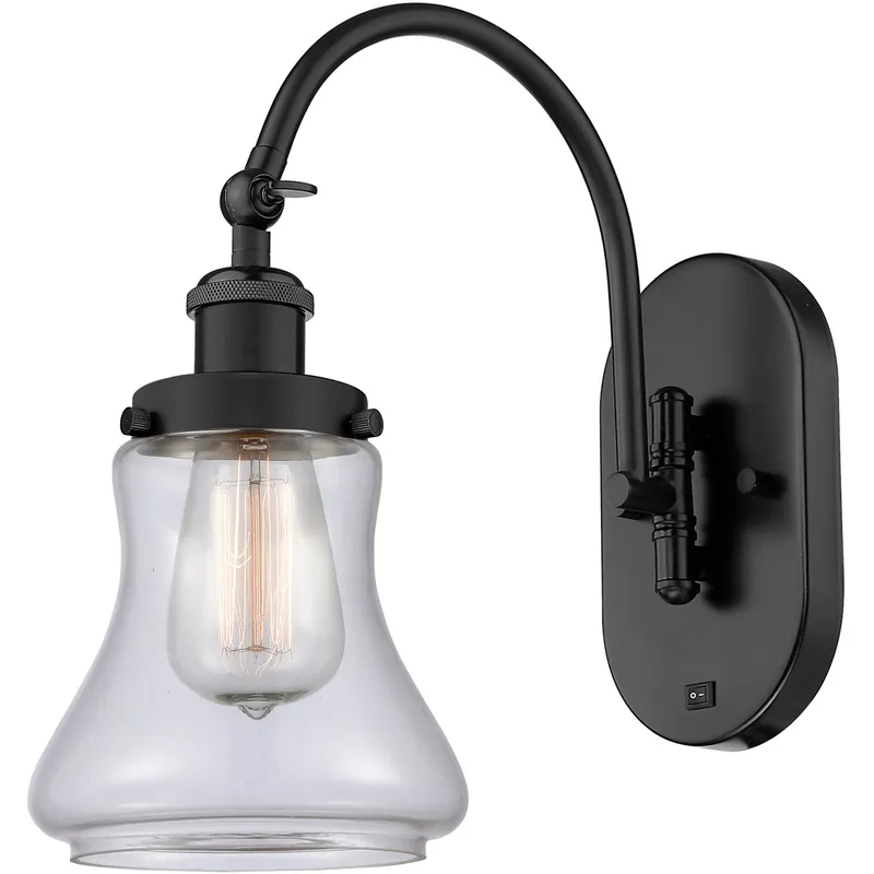 Franklin Restoration Bellmont LED 6.5 inch Matte Black Sconce Wall Light in Clear Glass