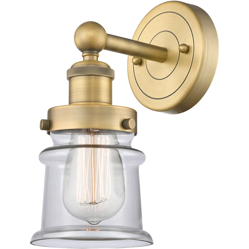 Canton Sconce Wall Light in Brushed Brass, Clear