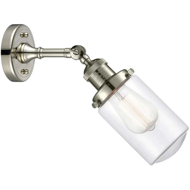 Franklin Restoration Dover LED 5 inch Polished Nickel Sconce Wall Light in Clear Glass, Franklin Restoration