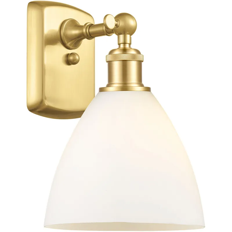 Ballston Ballston Dome LED 8 inch Satin Gold Sconce Wall Light in Matte White Glass