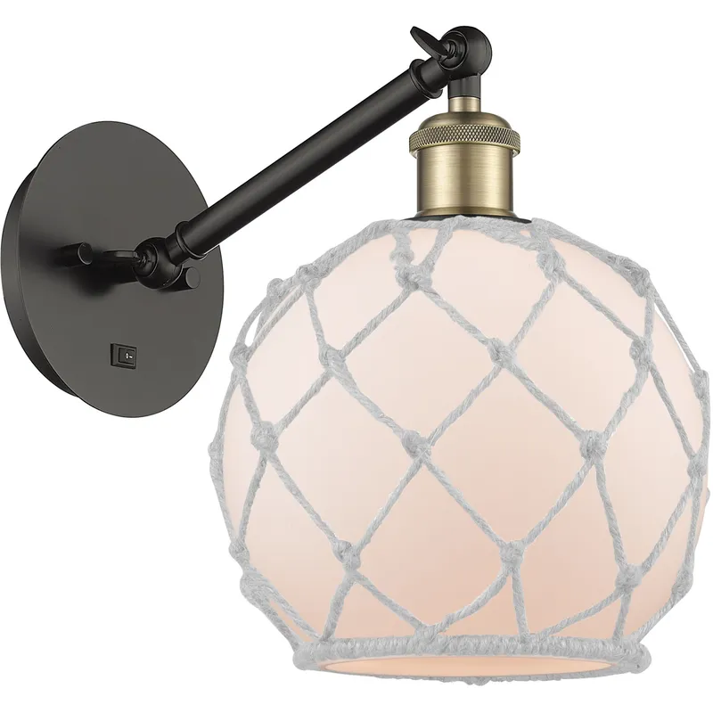 Ballston Farmhouse Rope LED 8 inch Black Antique Brass Sconce Wall Light