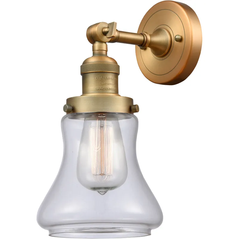 Franklin Restoration Bellmont 1 Light 7 inch Brushed Brass Sconce Wall Light in Clear Glass, Franklin Restoration