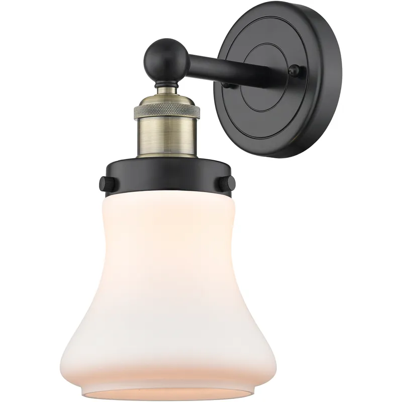 Bellmont Sconce Wall Light in Black Antique Brass, Matte White