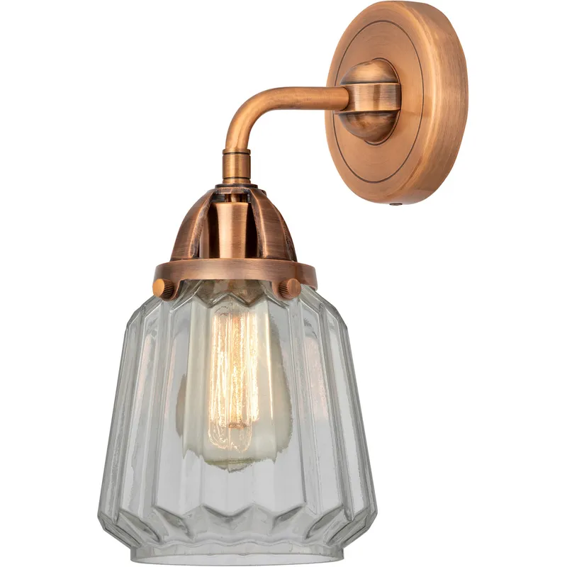Nouveau 2 Chatham 1 Light 6 inch Antique Copper Sconce Wall Light in Clear Glass