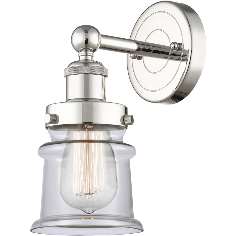 Canton 1 Light 5.25 inch Polished Nickel Sconce Wall Light in Clear Glass