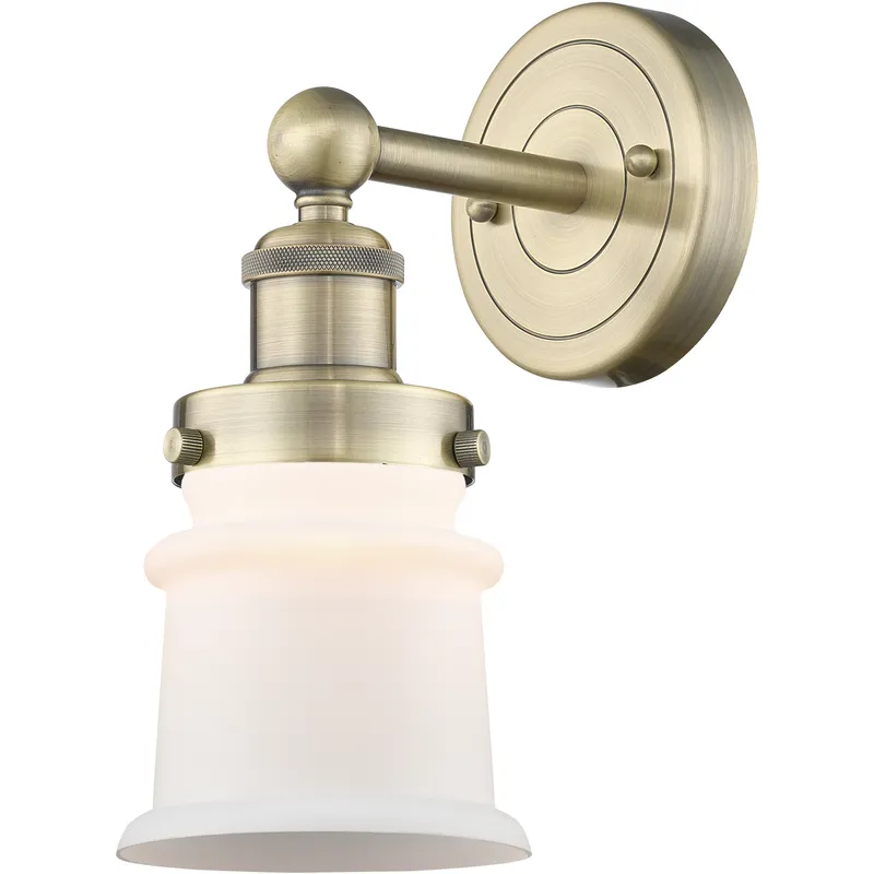 Canton Sconce Wall Light in Antique Brass, Matte White