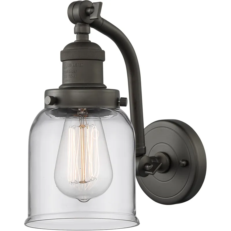 Franklin Restoration Small Bell LED 5 inch Oil Rubbed Bronze Sconce Wall Light in Clear Glass, Franklin Restoration