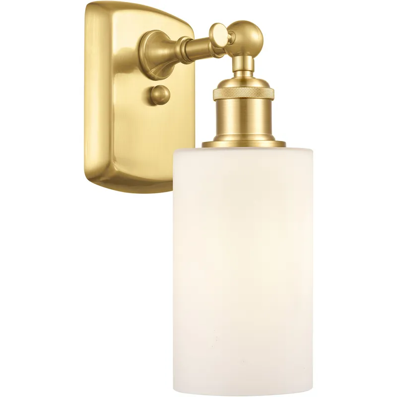 Ballston Clymer 1 Light 4 inch Satin Gold Sconce Wall Light in Matte White Glass, Ballston