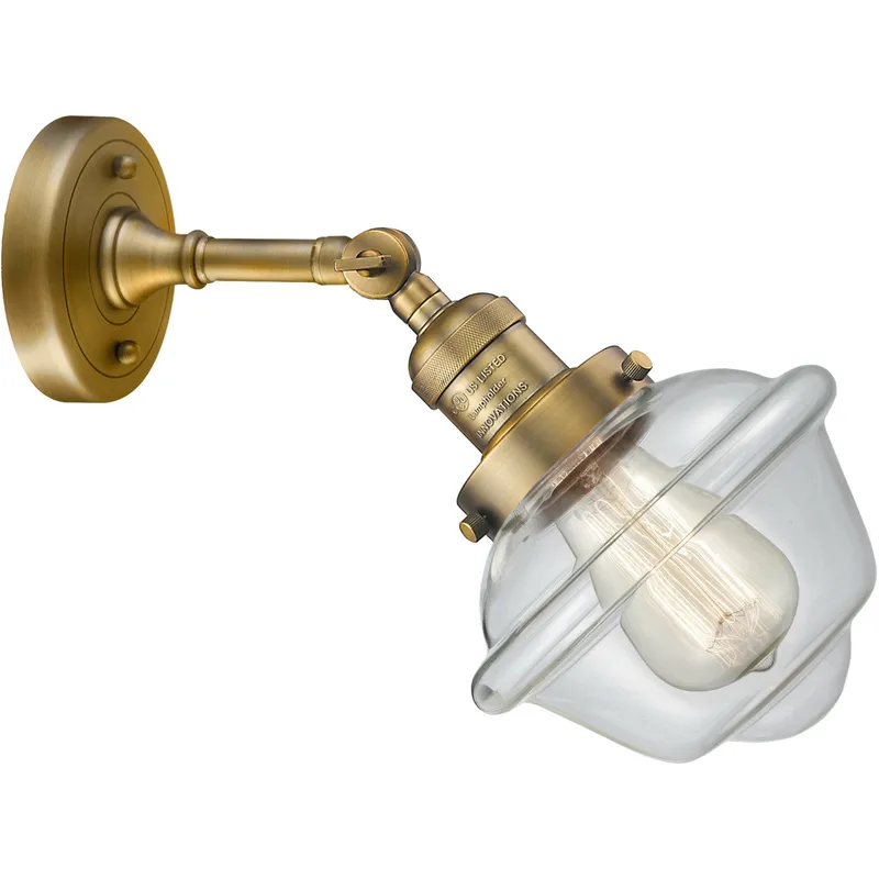 Franklin Restoration Small Oxford 1 Light 8 inch Brushed Brass Sconce Wall Light in Clear Glass, Franklin Restoration