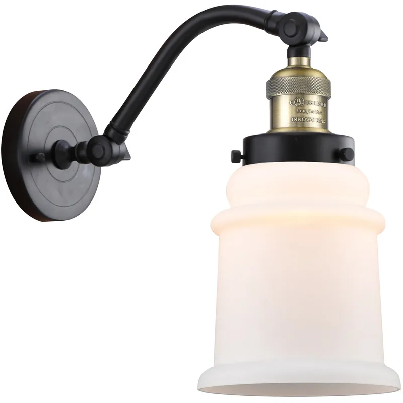 Franklin Restoration Canton 1 Light 7 inch Black Antique Brass Sconce Wall Light in Matte White Glass, Franklin Restoration