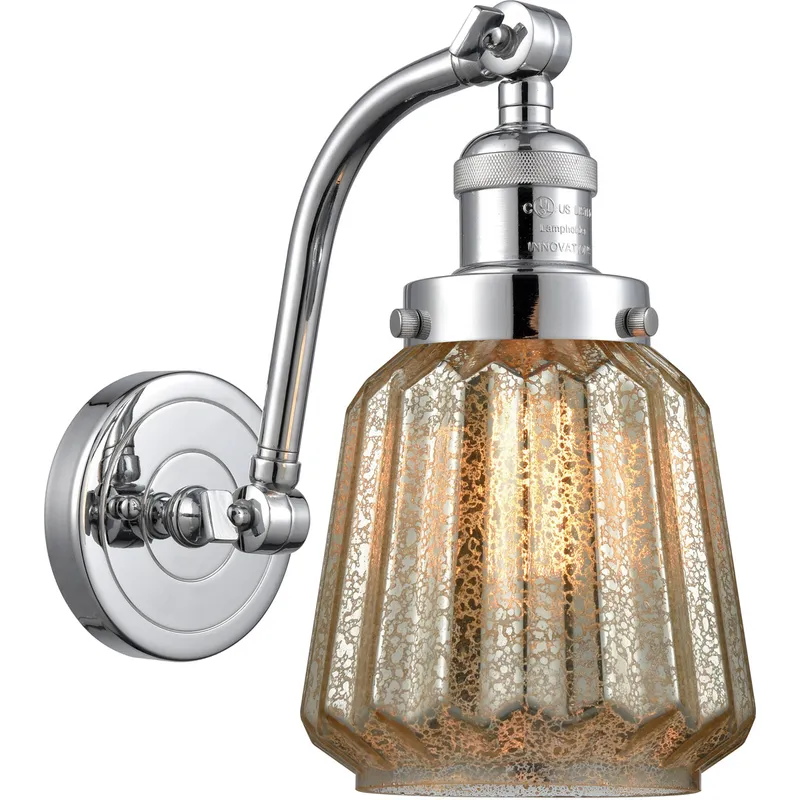Franklin Restoration Chatham LED 6 inch Polished Chrome Sconce Wall Light in Mercury Glass, Franklin Restoration