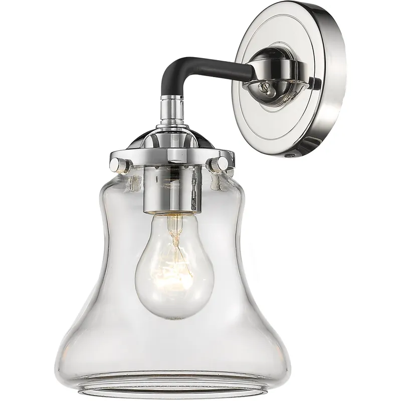 Nouveau Bellmont 1 Light 6 inch Black Polished Nickel Sconce Wall Light in Clear Glass, Nouveau