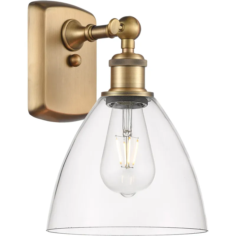 Ballston Dome LED 8 inch Brushed Brass Sconce Wall Light in Clear Glass