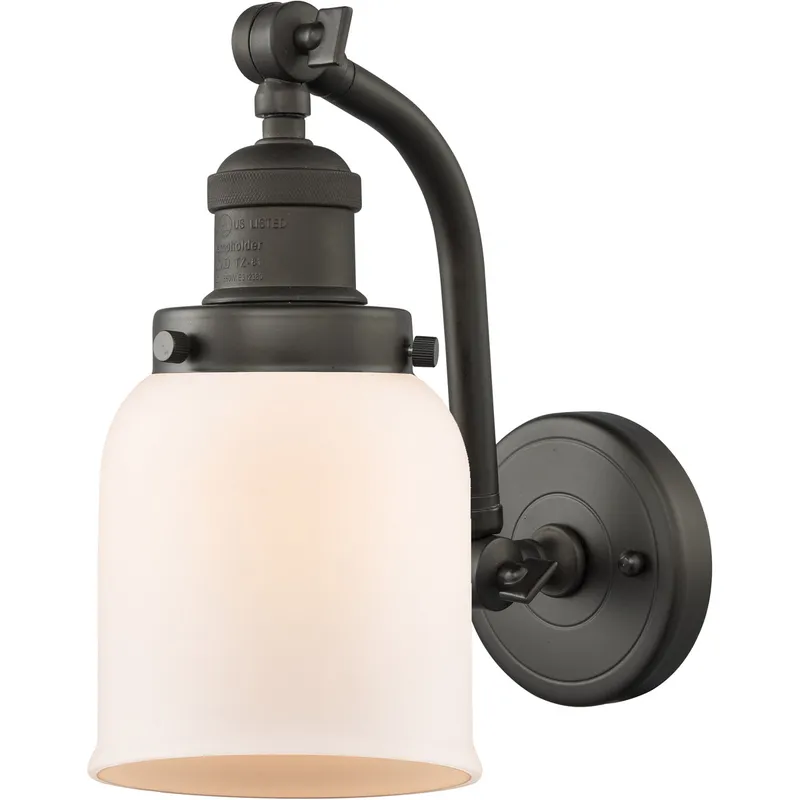 Franklin Restoration Small Bell 1 Light 5 inch Oil Rubbed Bronze Sconce Wall Light in Matte White Glass, Franklin Restoration