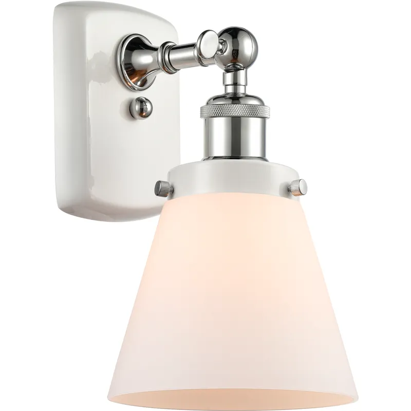 Ballston Small Cone LED 6 inch White and Polished Chrome Sconce Wall Light in Matte White Glass