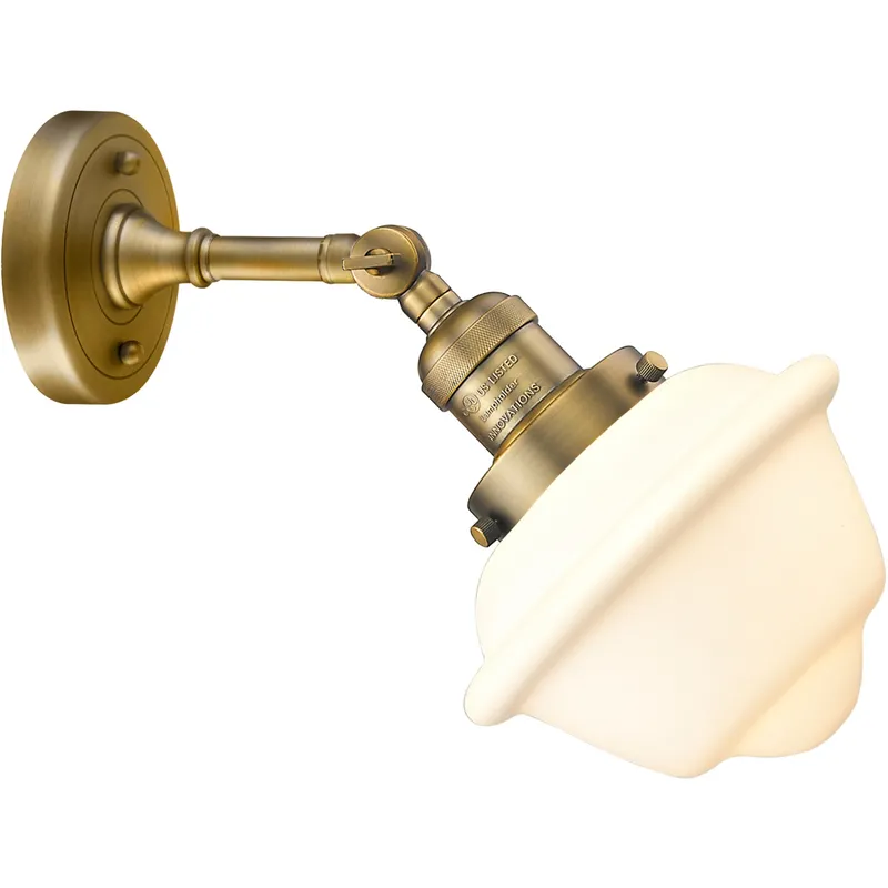 Franklin Restoration Small Oxford 1 Light 8 inch Brushed Brass Sconce Wall Light in Matte White Glass, Franklin Restoration