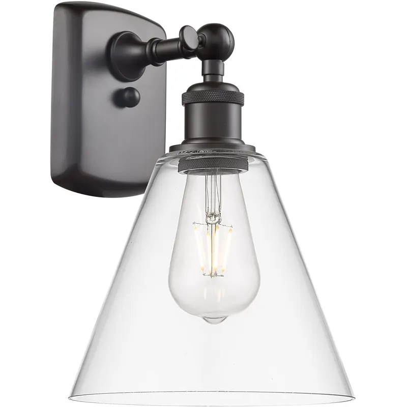 Ballston Cone 1 Light 8 inch Oil Rubbed Bronze Sconce Wall Light in Clear Glass