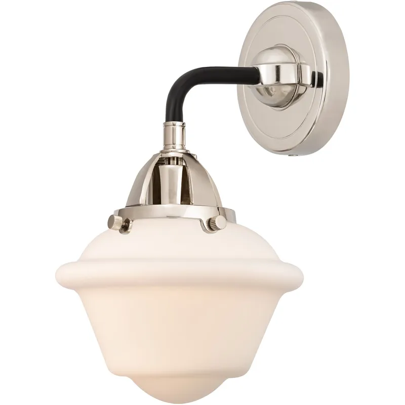 Nouveau 2 Small Oxford 1 Light 8 inch Black Polished Nickel Sconce Wall Light in Matte White Glass