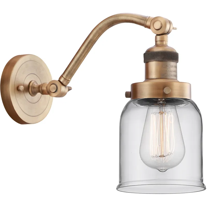Franklin Restoration Small Bell LED 5 inch Brushed Brass Sconce Wall Light in Clear Glass, Franklin Restoration