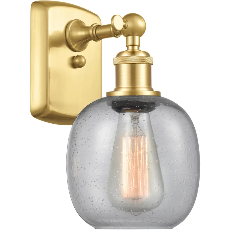 Ballston Belfast LED 6 inch Satin Gold Sconce Wall Light in Seedy Glass, Ballston