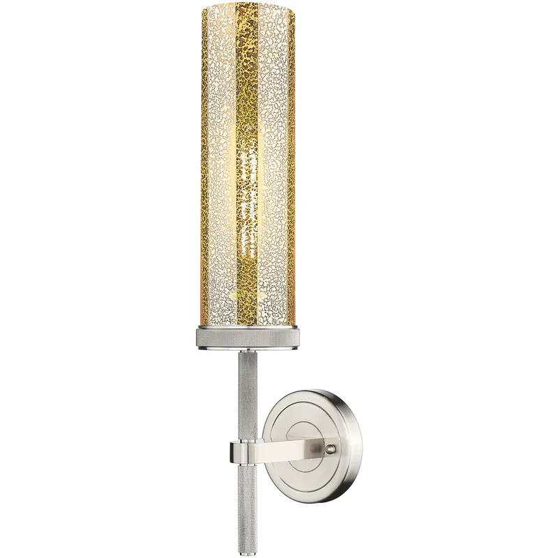 Lincoln Sconce Wall Light in Satin Nickel, Mercury Glass