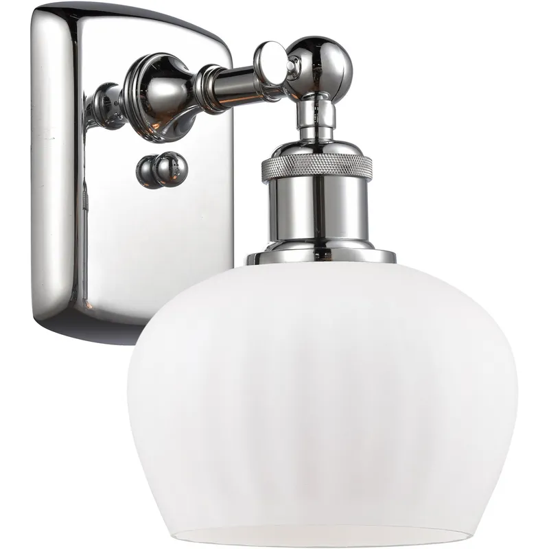 Ballston Fenton LED 7 inch Polished Chrome Sconce Wall Light in Matte White Glass, Ballston