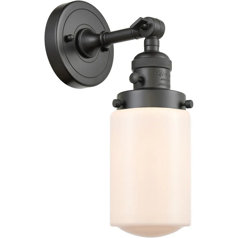 Franklin Restoration Dover 1 Light 5 inch Oil Rubbed Bronze Sconce Wall Light in Matte White Glass, Franklin Restoration